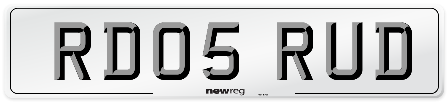 RD05 RUD Number Plate from New Reg